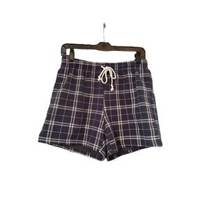 PacSun Women's Drawstring Checkered Sweatshirt Cozy Shorts Size S Blue White